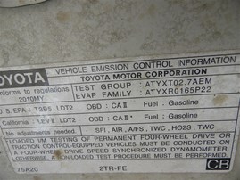 2010 Toyota Tacoma White Extended Cab 2.7L AT 2WD #Z24709